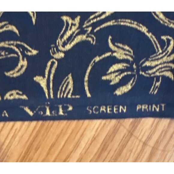 Cranston Print Works VIP Screen Print Fabric 42" X 44" Black Gold Floral Pattern - Picture 4 of 8
